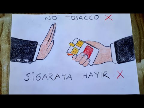 WORLD NO TOBACCO DAY DRAWING ❌ / NO SMOKING POSTER / SİGARAYA HAYIR POSTERİ / YEŞİLAY HAFTASI ÇİZİMİ
