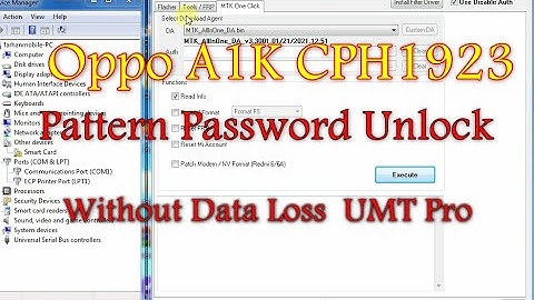 Oppo A1K CPH1923 pattern Password Unlock Without Data Loss UMT Pro