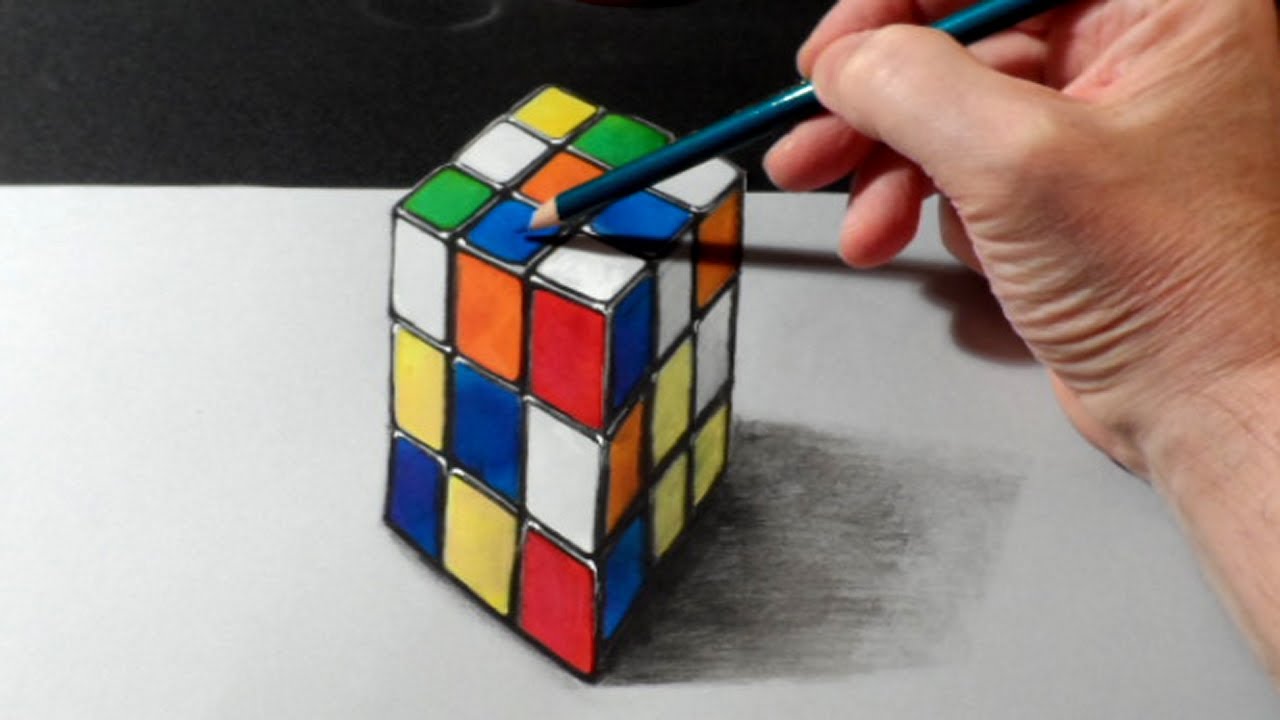 Illusion Rubix Cube Drawing