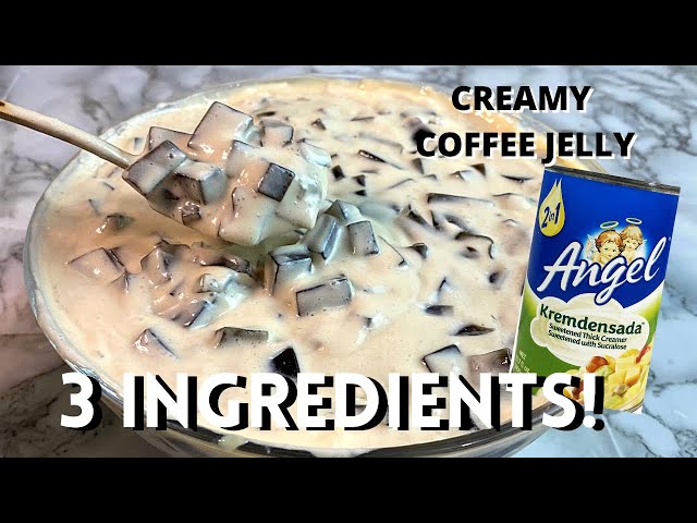 CREAMY COFFEE JELLY | 3 INGREDIENTS COFFEE JELLY RECIPE (No Sugar, No Evaporated Milk) class=