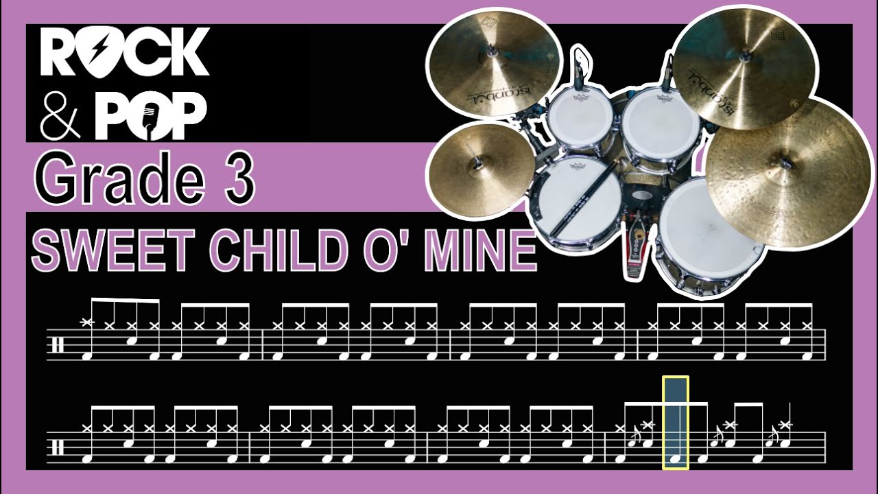 Sweet Child O' Mine - Grade 3 Drums (Trinity Rock & Pop) + Notation