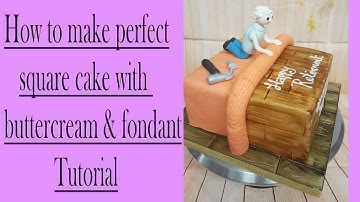 Sharp edges on a square cake how to tutorial buttercream & Fondant
