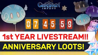 NEW Genshin 1st Year Anniversary LIVESTREAM! FREE Raffle & Loots! | Genshin Impact