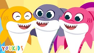 5 Little Monkeys Song with Baby Sharks | YouKids Nursery Rhymes