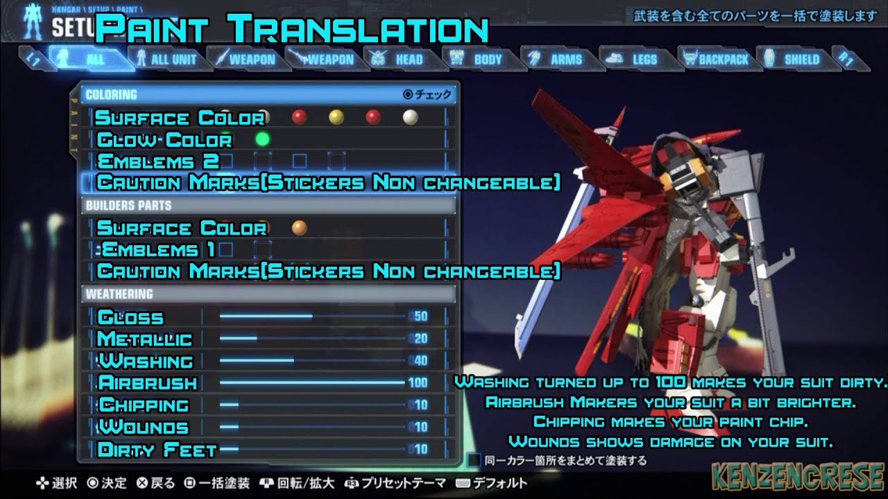 Gundam Breaker 3 Paint Translation(Using Google Translate) YouTube