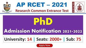 PhD Admission 2021 in AP RCET 2021 | APRCET 2021 PhD Admission Notice | AP PhD Admission 2021