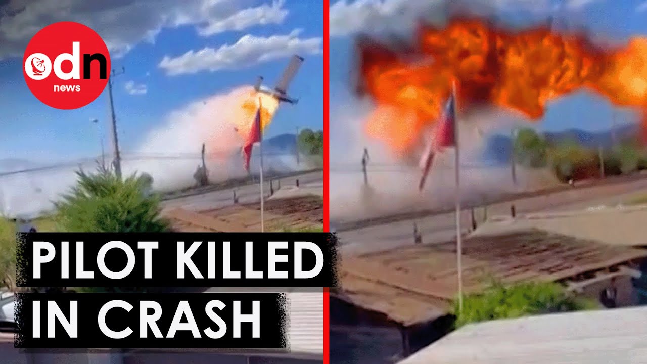 Moment Plane EXPLODES After Crashing Into Electric Pole in Chile