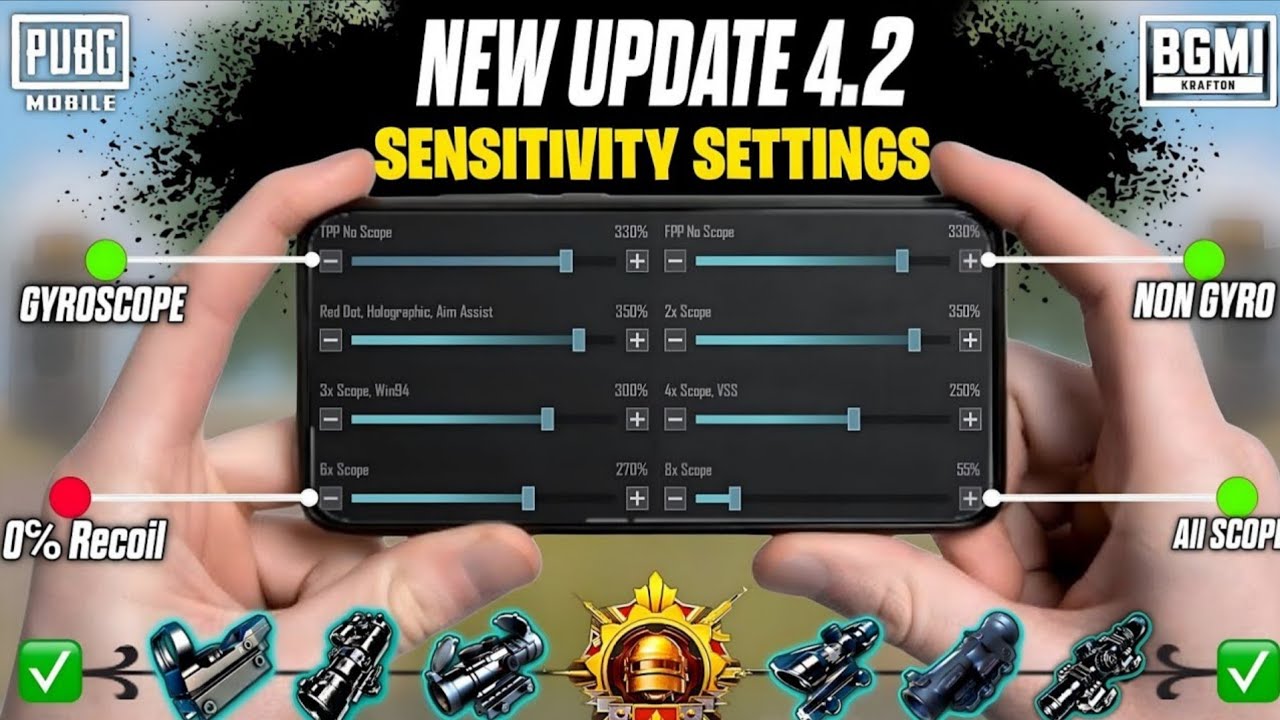 NEW UPDATE 4.2 CODE 🔥 PUBG MOBILE/BGMI SENSITIVITY SETTINGS 2025 | BEST SCOPE SENSITIVITY SETTING✅