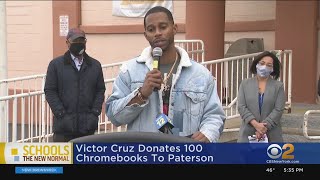 Victor Cruz Donates More Than 100 Chromebooks To Paterson Public Schools
