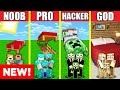 Minecraft Battle: BED HOUSE BUILD CHALLENGE - NOOB vs PRO vs HACKER vs GOD / Animation BEDROOM