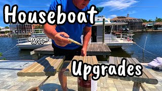 Upgrading our Houseboat on a budget : Lighting, Stained wood Steps, and a new sound system!'