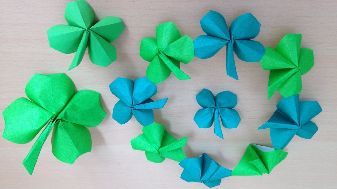 折り紙の四つ葉のクローバー 1枚 簡単な折り方 Niceno1 Origami Four Leaf Clover Lucky Clover Youtube