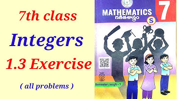 7th class maths chapter 1 exercise 1.3 new syllabus 2023 || Integers || Ncert 7th class maths ||