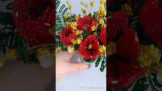 Тюльпаны🌷🌷🌷 и мимоза из бисера, отличный подарок🎁 своим любимым ❤️