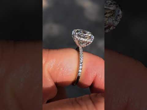 Cushion Petite Pave Style Moissanite Engagement Ring ring video