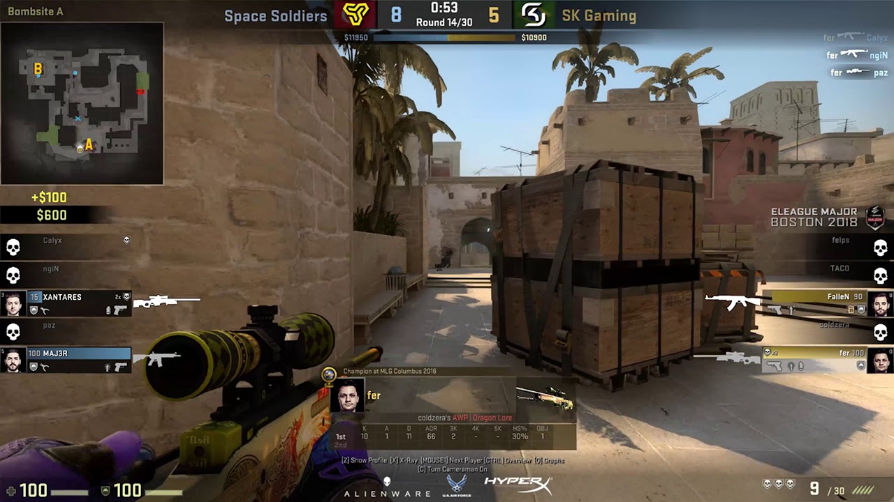 SK fer SK FALLEN 2v5 Clutch vs Space Soldiers Mirage @ ELEAGUE MAJOR BOSTON 2018