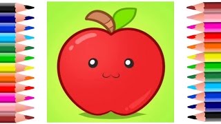 apple drawing cartoon simple draw easy step alphabet fruit kiwi paintingvalley drawings shadow