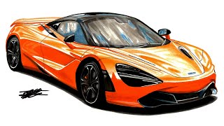 Realistic Car Drawing - 2018 McLaren 720S V8 S-A 4.0 - Time Lapse - Drawing Ideas