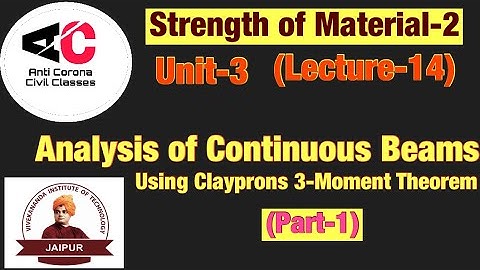 Continuous beams | Introduction and clapeyrons Three Moment Theorem | Part-1 Lecture-14