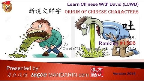 Origin of Chinese Characters - 1506 吐 vomit; spit - Learn Chinese with Flash Cards