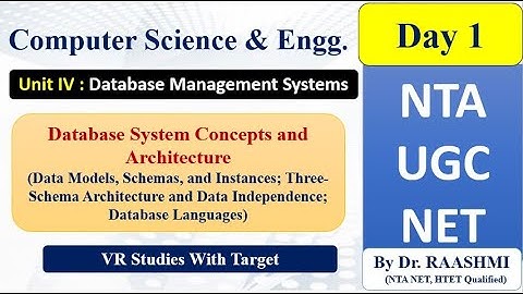 Database System Concepts and Architecture | NTA UGC NET/JRF  | UGC NET 2021 | Unit-4 | DBMS