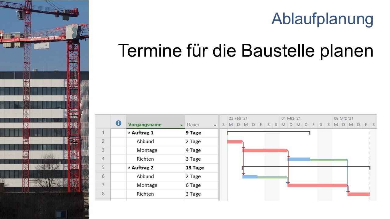 Fahrzeit Von Baustelle Zur Firma Arbeitszeit Terminplan für die Baustelle erstellen - BIM | Taktplanung | Lean