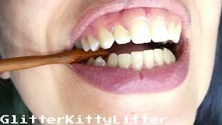 Bite on Wooden Stick with Sharp Teeth #mouth #teeth #biting