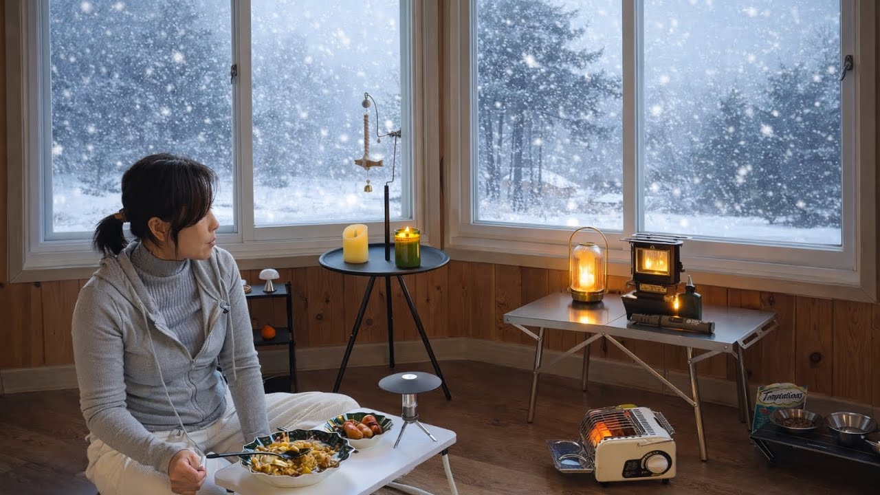 눈 내리는 날 나만의 아지트에서 하룻밤/카레라이스와 순대볶음/제주도