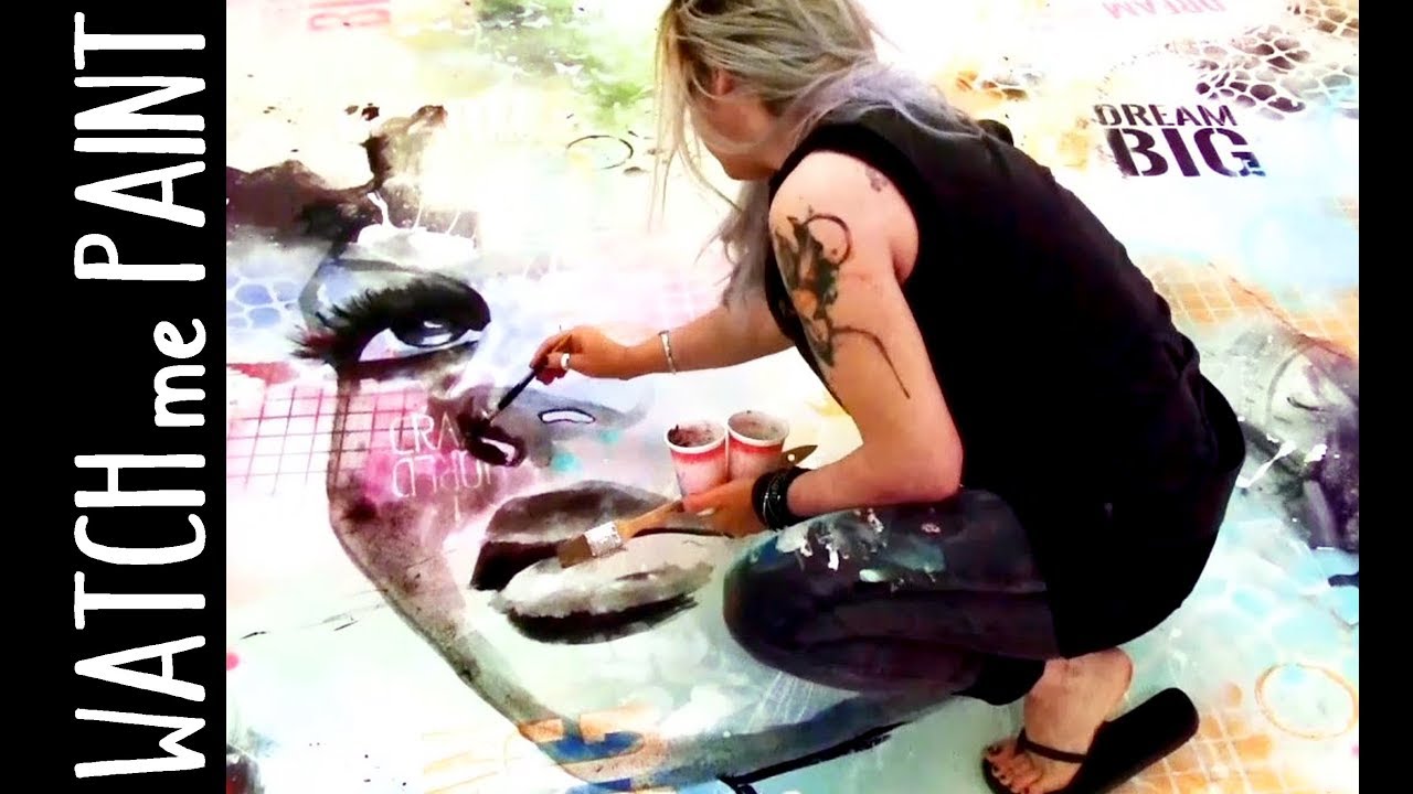 Abstract large acrylic painting demo - speedpainting - timelapse ...