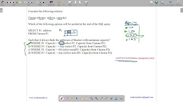 GATE 2015 SET-3 | DBMS | SQL QUERY | RELATION|GATE TEST SERIES | SOLUTIONS ADDA | EXPLAINED BY VIVEK
