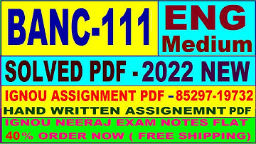 banc 111 solved assignment 2022 / banc 111 solved assignment in English / ignou banc 111