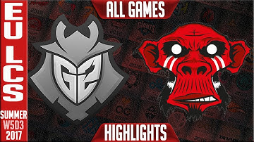 G2 Esports vs Mysterious Monkeys Highlights ALL GAMES | EU LCS Week 5 Summer 2017 | G2 vs MM
