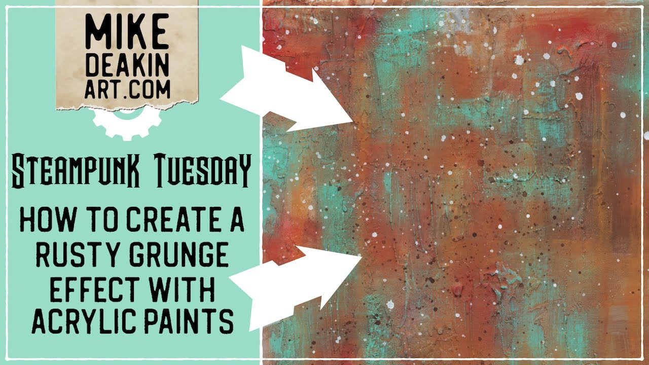 How to create a steampunk rusty grunge background texture with acrylic paints.