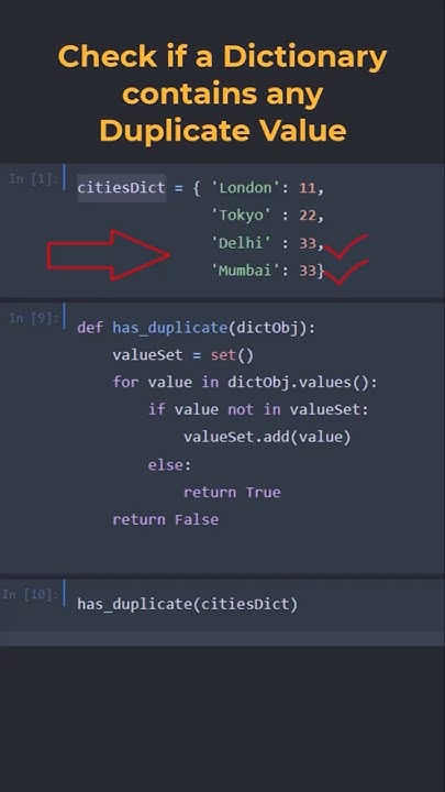 Check If Dictionary in Python Contains Duplicate Value #datascience # ...