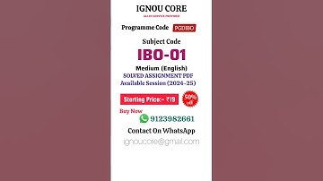 IBO 01 Solved Assignment PDF 2024-25 in English, PGDIBO program IBO-01 Solved assignments