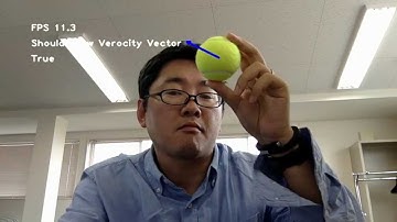 2015-04-08 画像処理（OpenCV）の平均値シフト物体追跡法でテニスボールの速度ベクトルを描く（5フレーム平均版）
