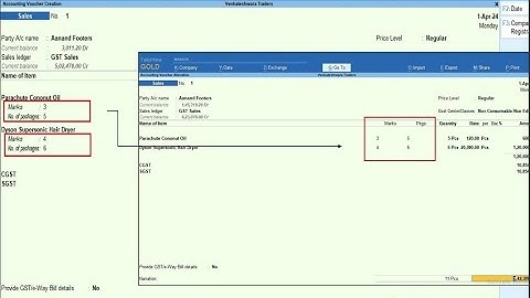 Tally Add On : Show Marks & No. of  Packages in Column in Voucher Entryin TallyPrime software.