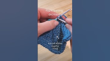 "K2tog" - Right leaning decrease - knitting tutorial #knitting #howto #diy #decrease