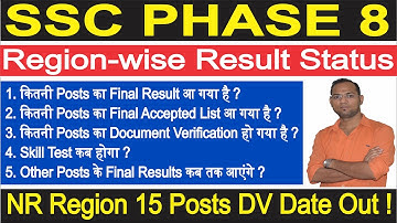 SSC Phase 8 Result Status All Regions, SSC Phase 8 Final Result, SSC Phase 8 NR Region DV Admit Card