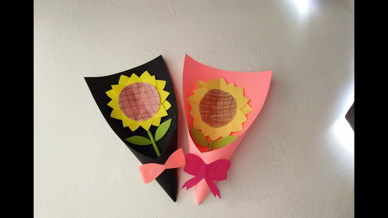 简单折纸向日葵花束paper Sunflower Bouquet 儿童手工 创意手工 折纸 Handcrafted Youtube