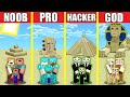 Minecraft Battle: SAND DESERT HOUSE BUILD CHALLENGE - NOOB vs PRO vs HACKER vs GOD Animation PYRAMID