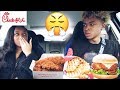 My 15 year old little sister tells me how she feels about her boyfriend  chickfila mukbang