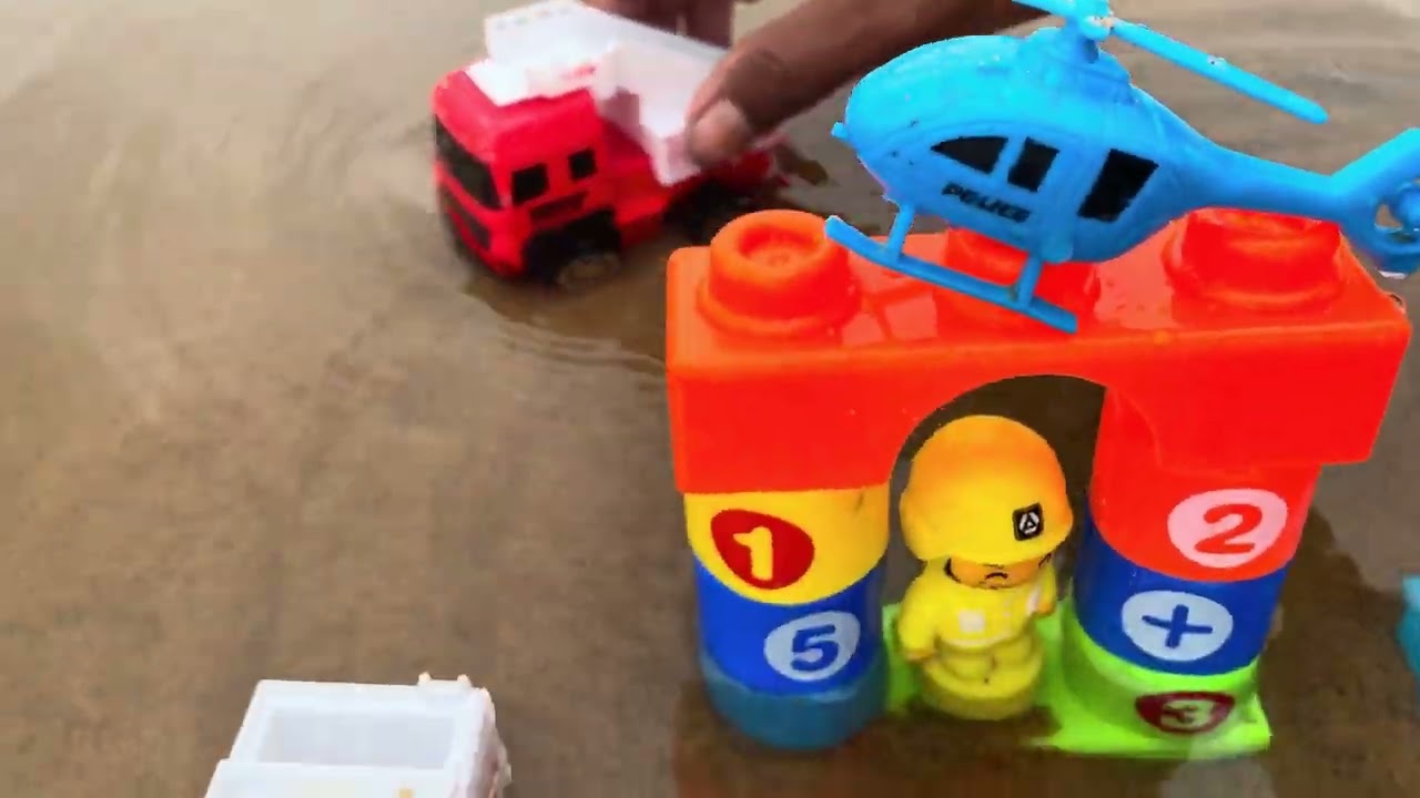 Mini Police Boat & Helicopter Rescue Mission in the Sand! 🚁🚤 ToyVehicles, KidsPlaying ,SandPlay