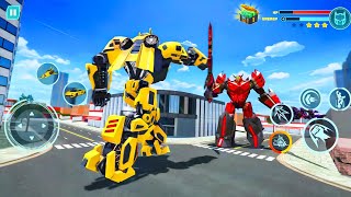 Flying Jet Car Transformation Robot Game Battle At City Of Robots New Op City - Android Gameplay screenshot 2
