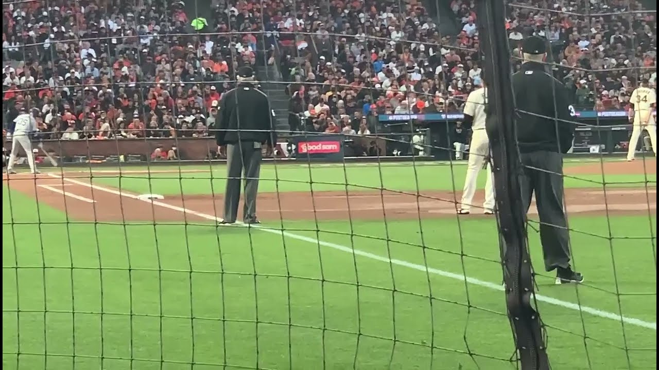 Cody Bellinger strikes out in the second. NLDS Game 2. Dodgers v