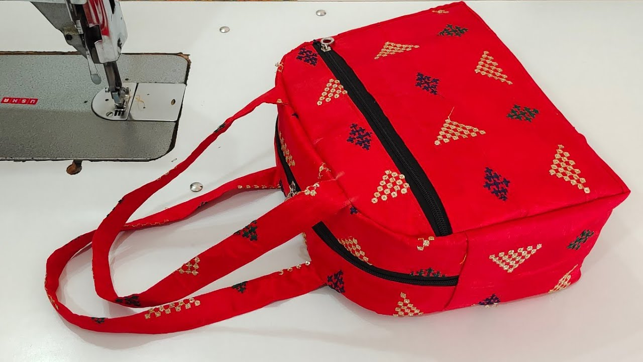 WOW मार्केट से भी प्यारी हैंडबैग बनाएं- diy zipper handbag cutting and stitching/bag bnane ka tarika