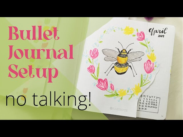 REALXING Monthly Bullet Journal Setup for April Spring Flowers Theme NO TALKING  Easy Marker Doodles