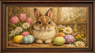 Easter Bunny Frame Art 🐰🌸 | Cozy Spring Oil Painting in 4K | Relaxing Ambient Display screenshot 1