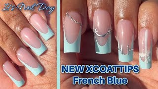 NEW BTARTBOX XCOATTIPS French Blue Easy Nail TUTORIAL Tiffany Co Inspired Nail Art Design
