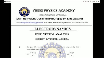 Electrodynamics -Vector Analysis - Assignment 1